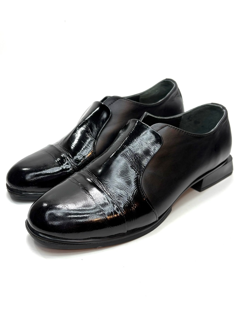 Roamers Black Leather Slip-On Loafers | 38